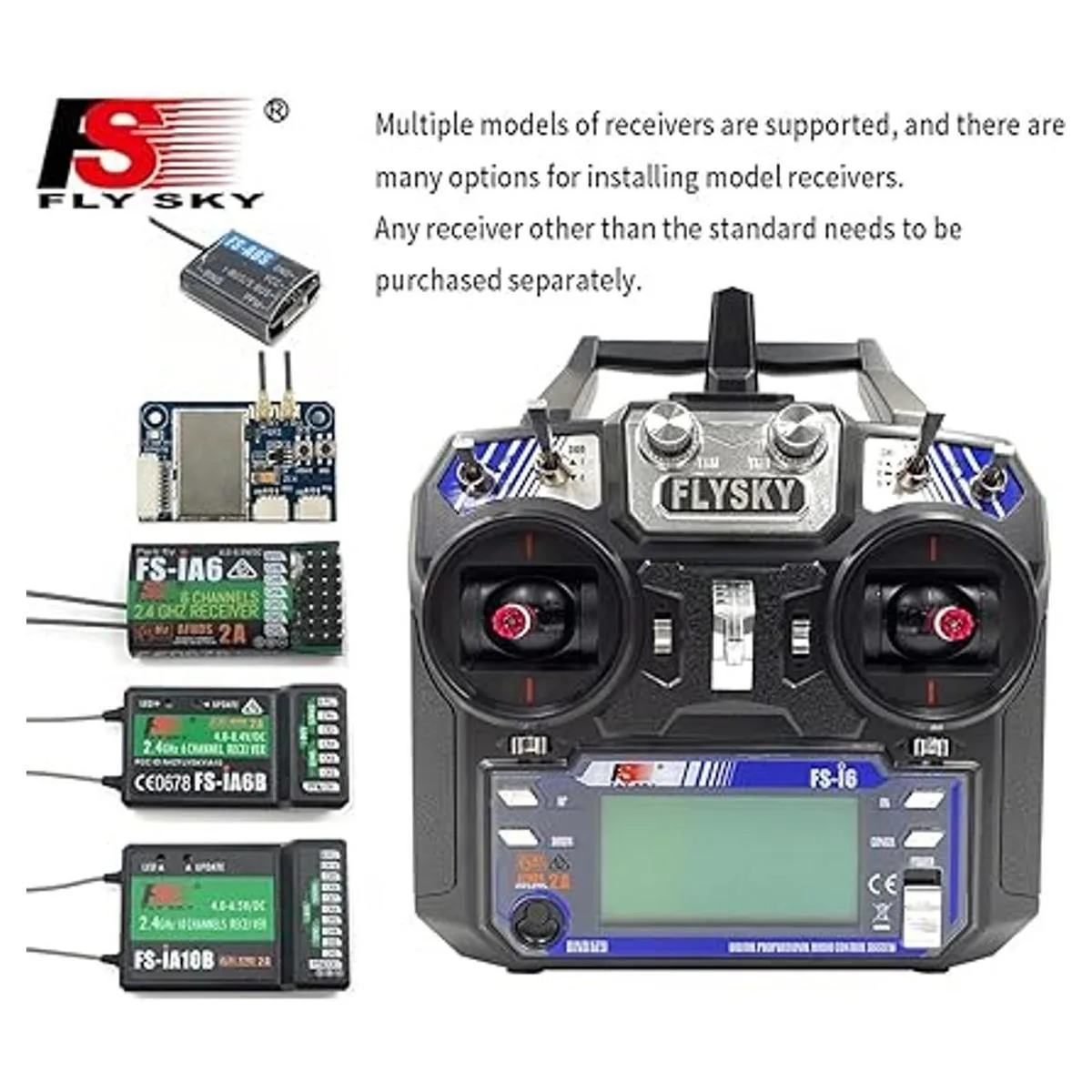 Flysky FSi6 Transmisor RC AFHDS de 6 canales de 2.4 GHz_5