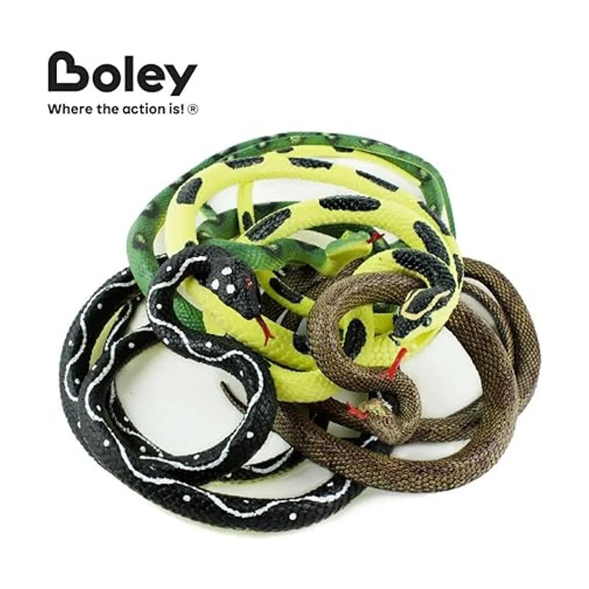 Boley Jumbo Snakes Juego de 4 juguetes de serpiente falsa_2
