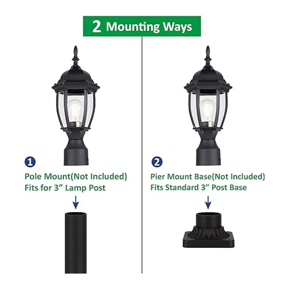 LITPaTH Farol de poste de luz para exteriores con una base_2
