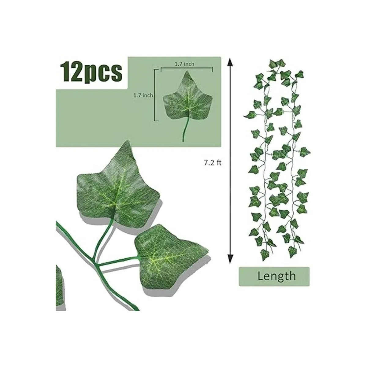 Recutms Guirnalda de hojas artificiales de hiedra de 84_2