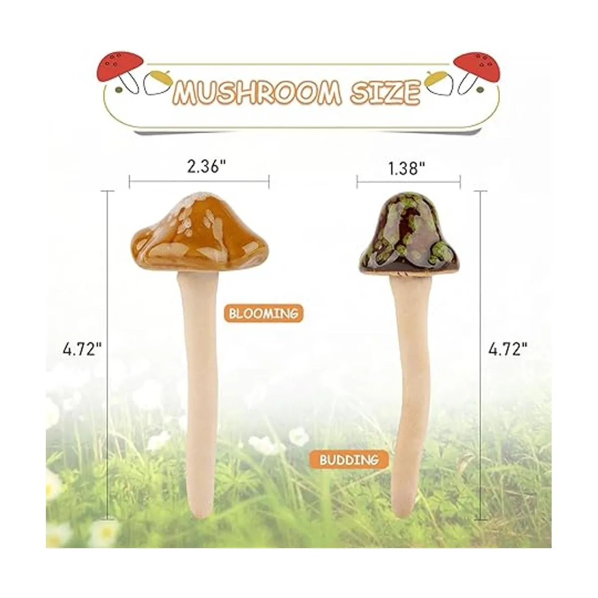 Exttlliy 8 piezas de cerámica para jardín de hongos_6