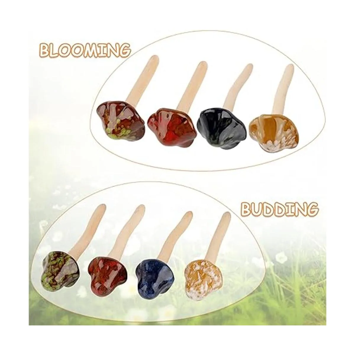 Exttlliy 8 piezas de cerámica para jardín de hongos_5