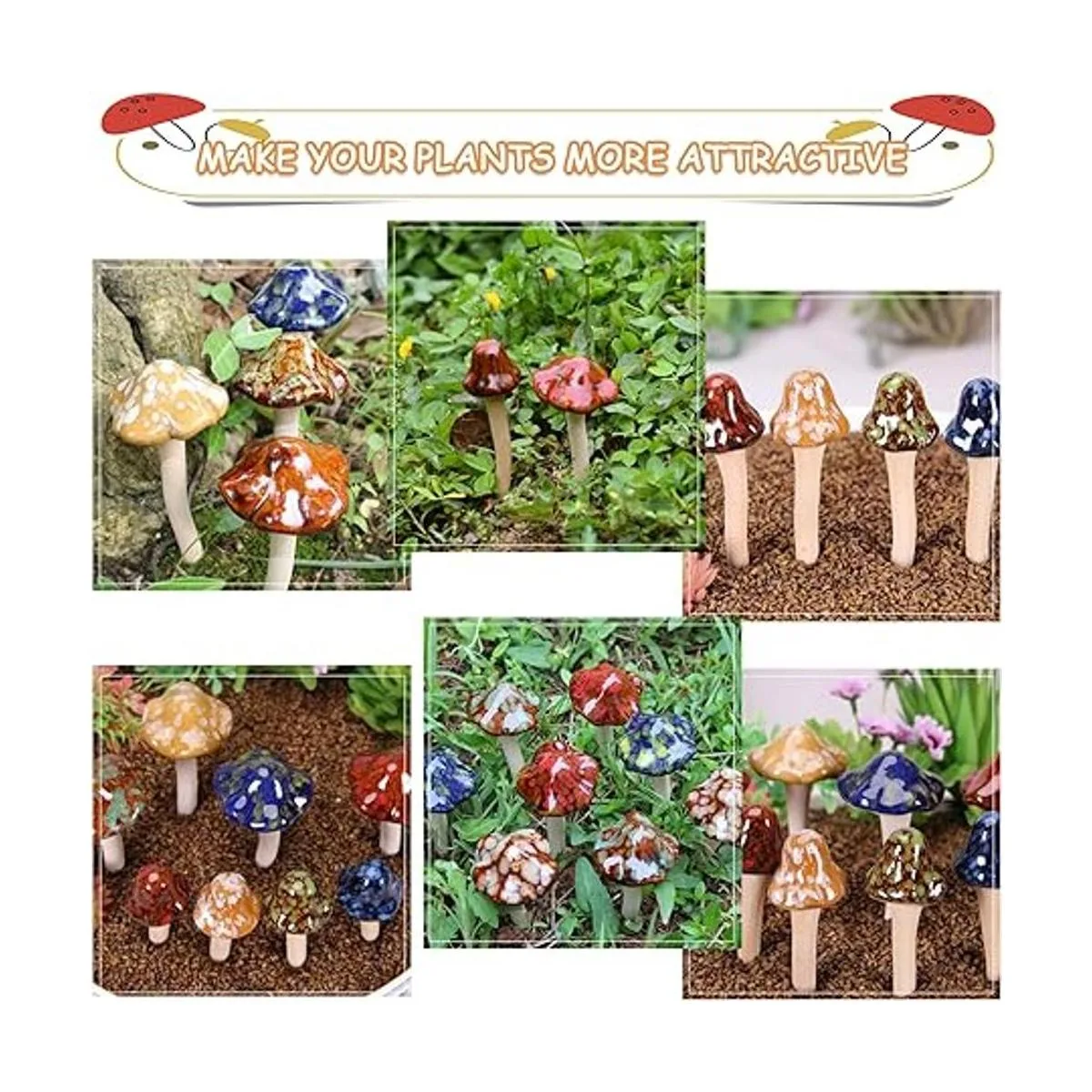 Exttlliy 8 piezas de cerámica para jardín de hongos_4