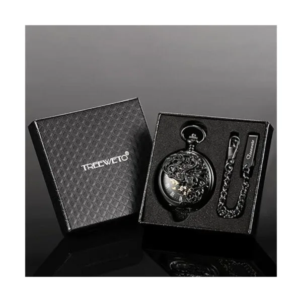 TREEWETO Reloj de bolsillo mecánico antiguo Lucky Dragon_4