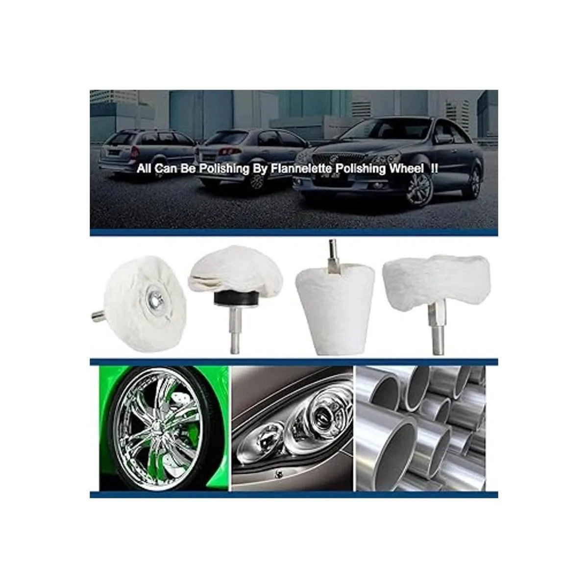 Medoon Juego de 5 ruedas de pulido de franela blanca_5