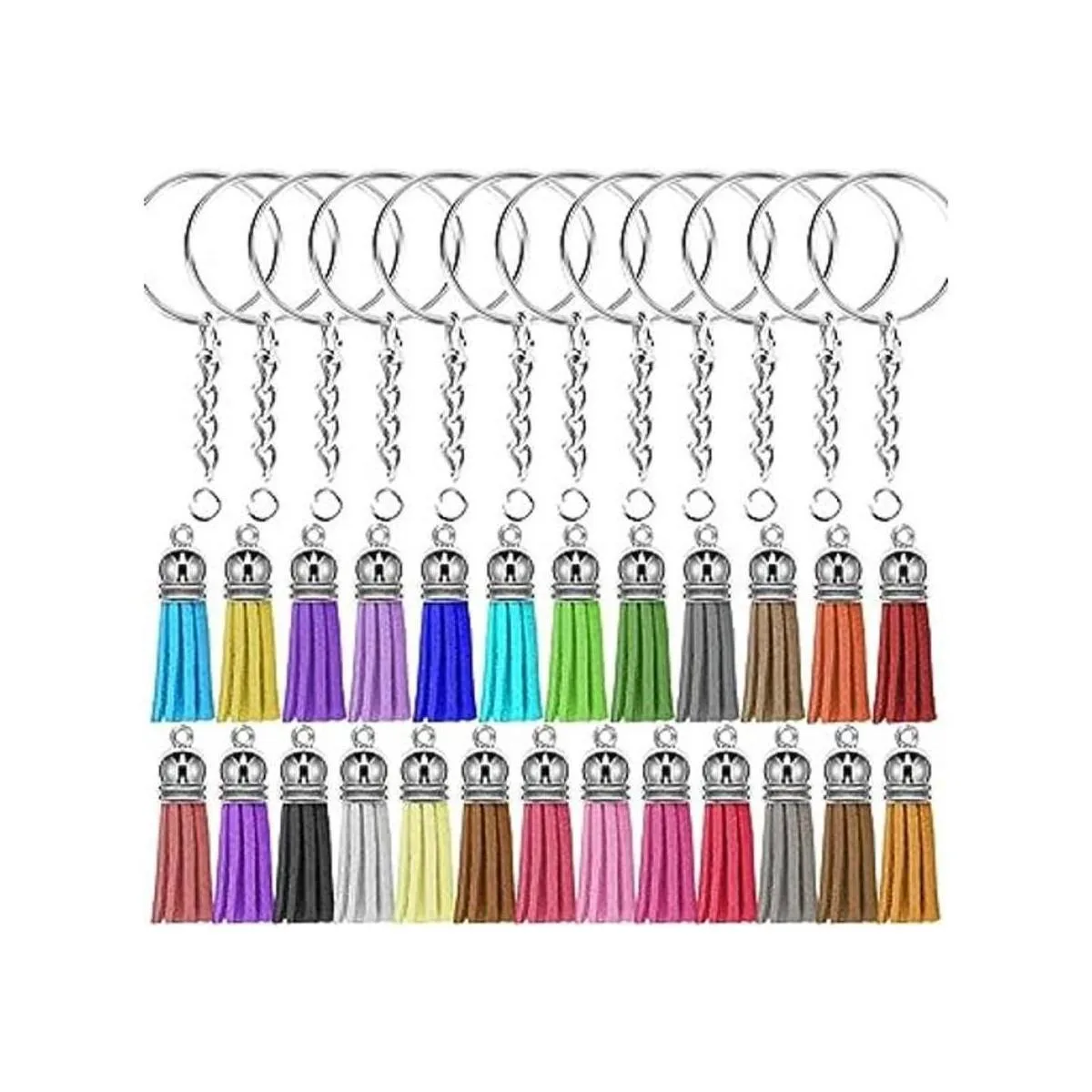 Selizo 100 llaveros con cadena y borlas colgantes a_1