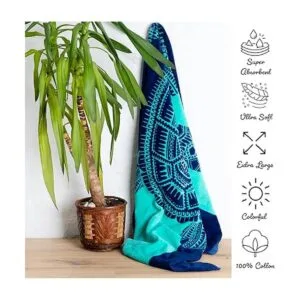 Nova Blue Toalla de playa con diseño tropical único de_4