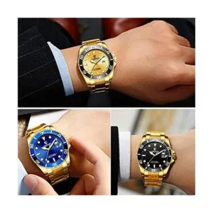 Reloj de cuarzo analógico con esfera azul y esfera_5