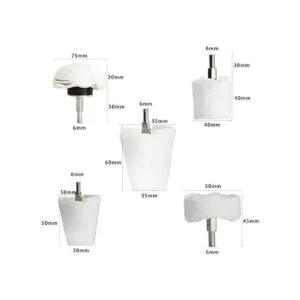 Medoon Juego de 5 ruedas de pulido de franela blanca_2