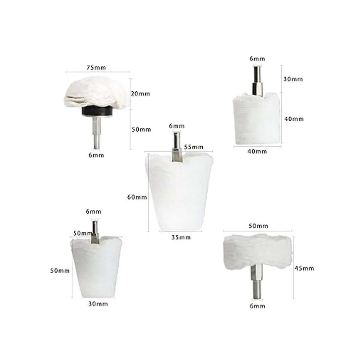 Medoon Juego de 5 ruedas de pulido de franela blanca_2