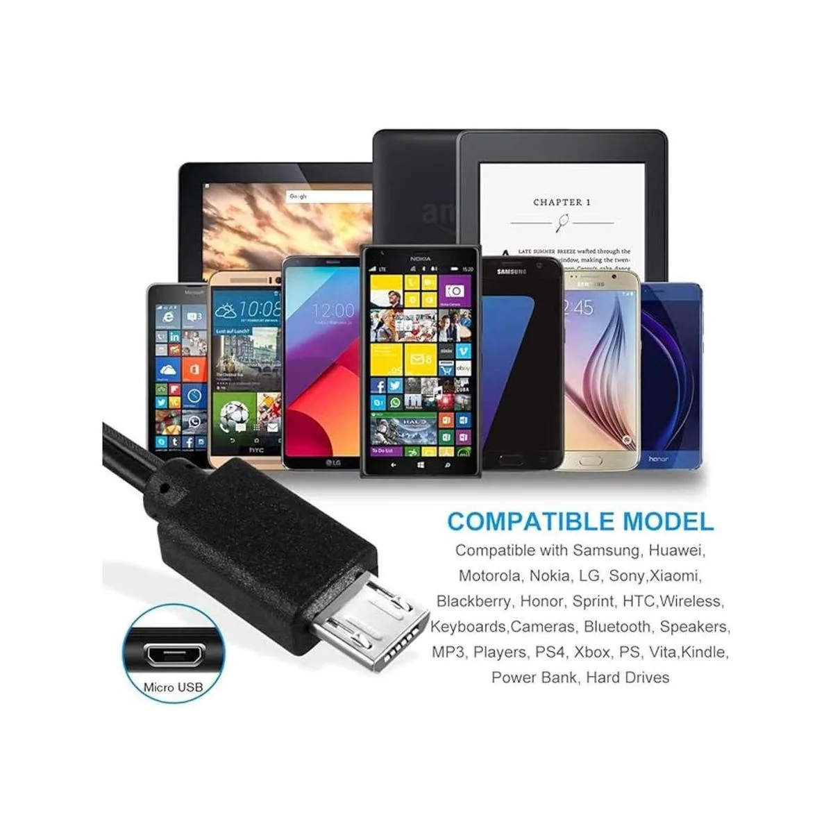 Dericam Cargador de pared micro USB de 5 V 1 A cable de_2