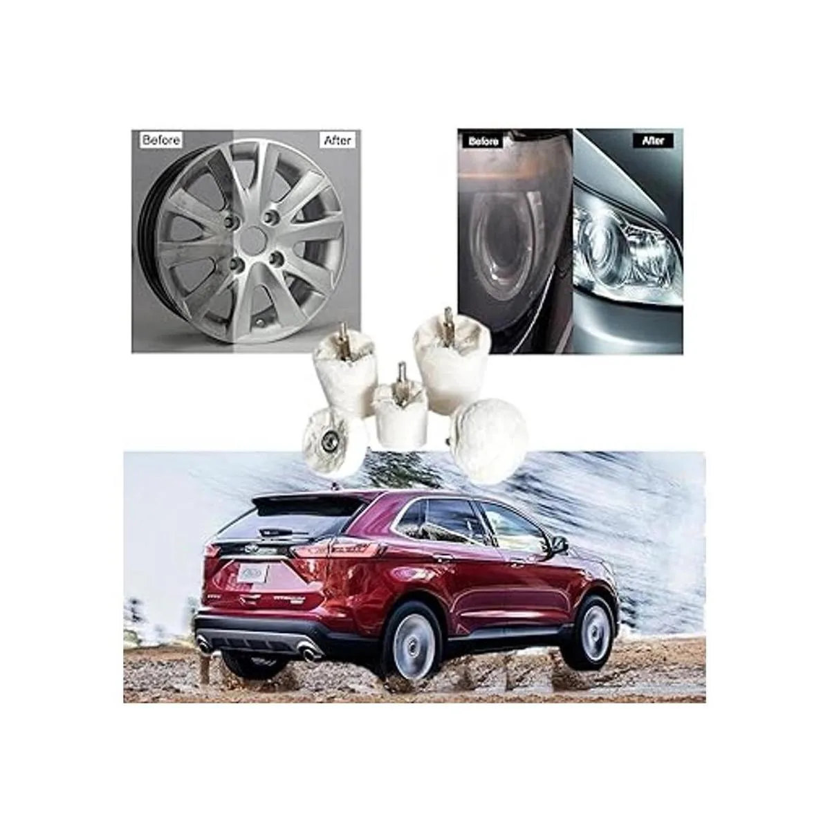 Medoon Juego de 5 ruedas de pulido de franela blanca_4