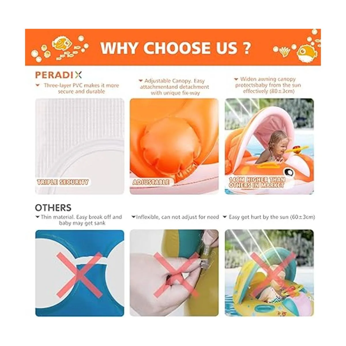 Peradix Flotador inflable de piscina para bebé flotador_4