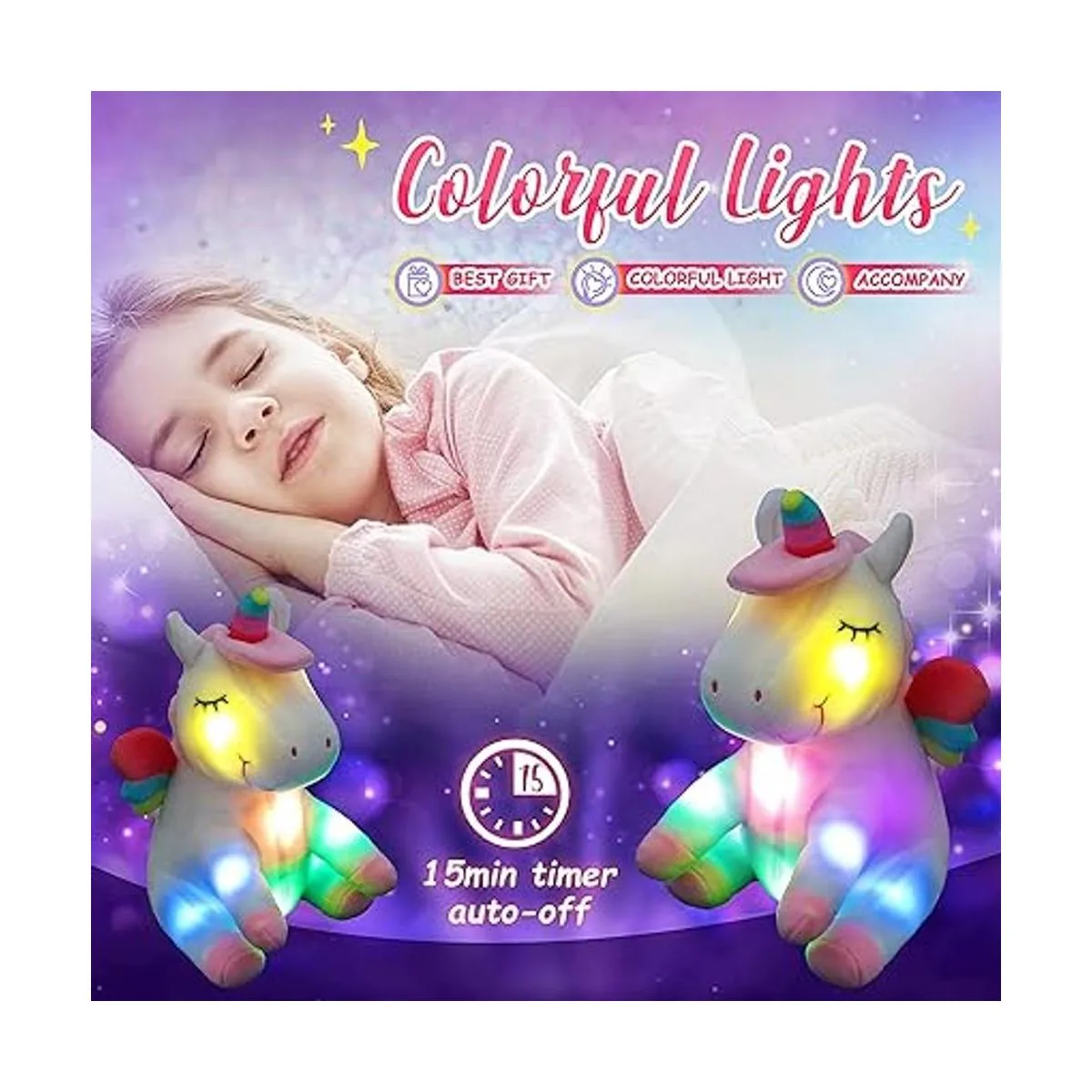 Athoinsu Juguete de peluche suave de unicornio iluminado_3