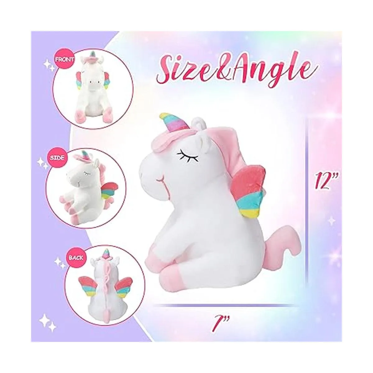 Athoinsu Juguete de peluche suave de unicornio iluminado_4