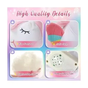Athoinsu Juguete de peluche suave de unicornio iluminado_6