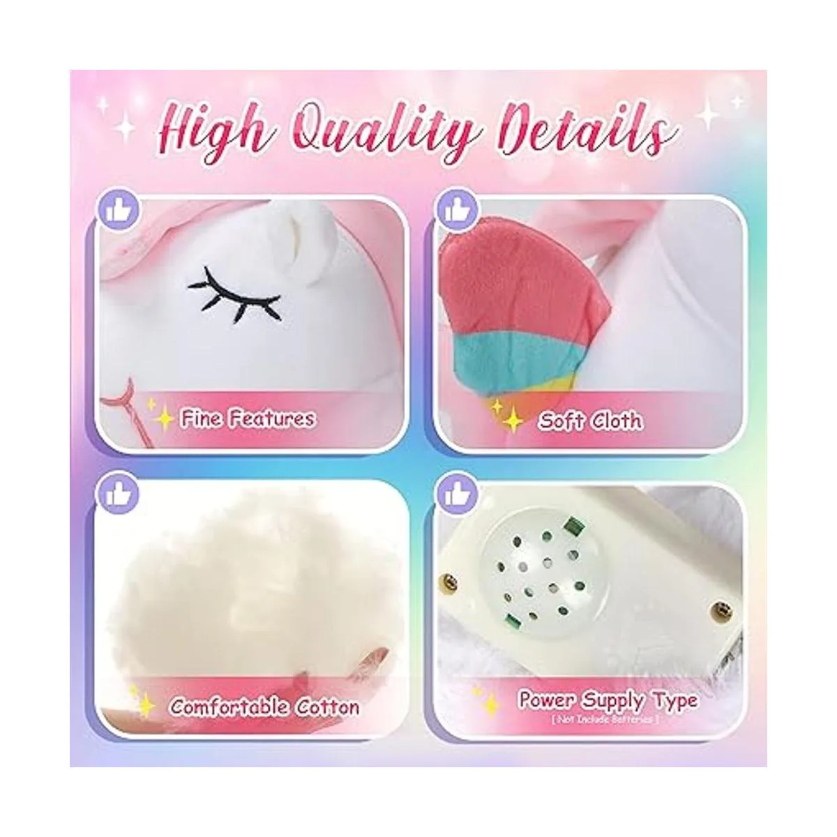 Athoinsu Juguete de peluche suave de unicornio iluminado_6