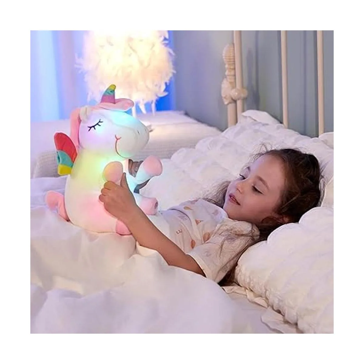 Athoinsu Juguete de peluche suave de unicornio iluminado_2