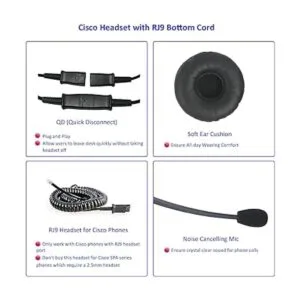 MKJ Auriculares para teléfono de oficina con micrófono_7