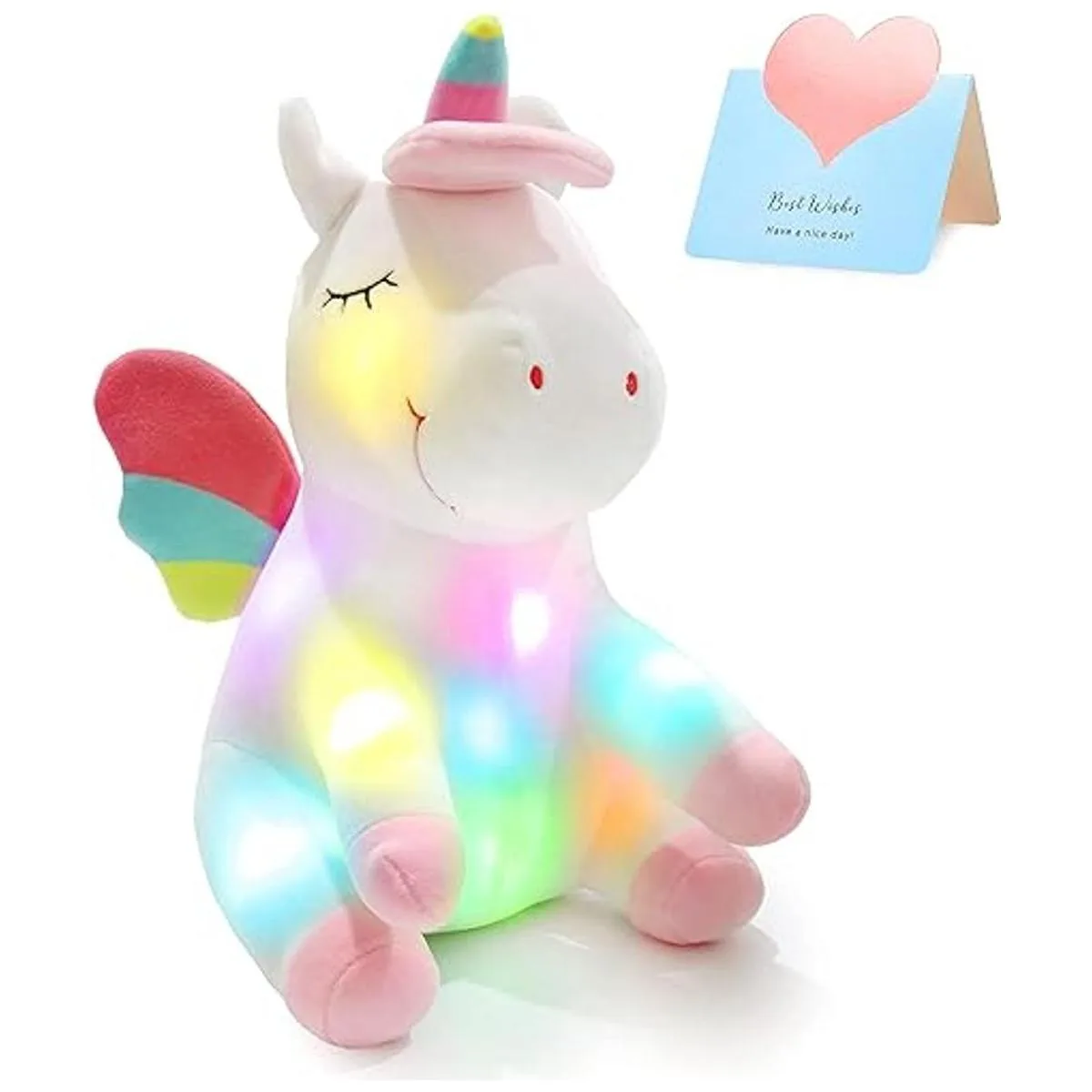 Athoinsu Juguete de peluche suave de unicornio iluminado_1