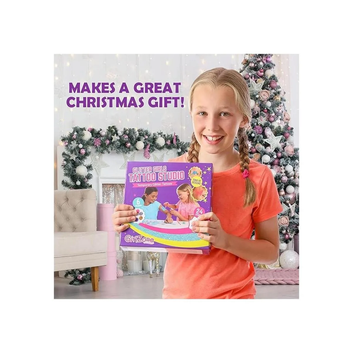 GirlZone Tatuajes temporales brillantes fáciles de usar_2