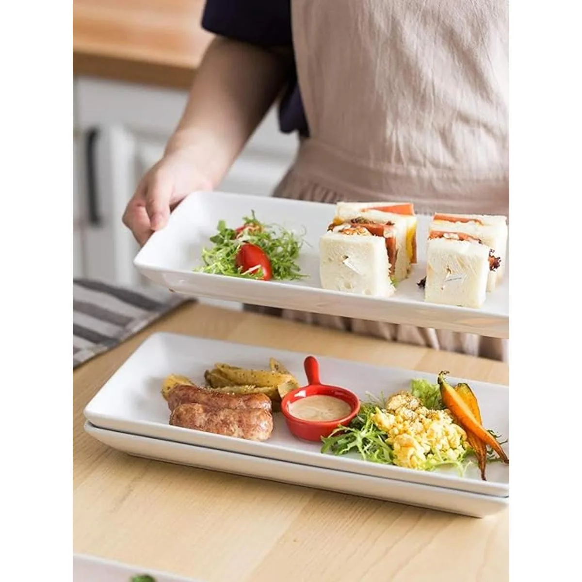 LAUCHUH Plato rectangular de porcelana para servir_5