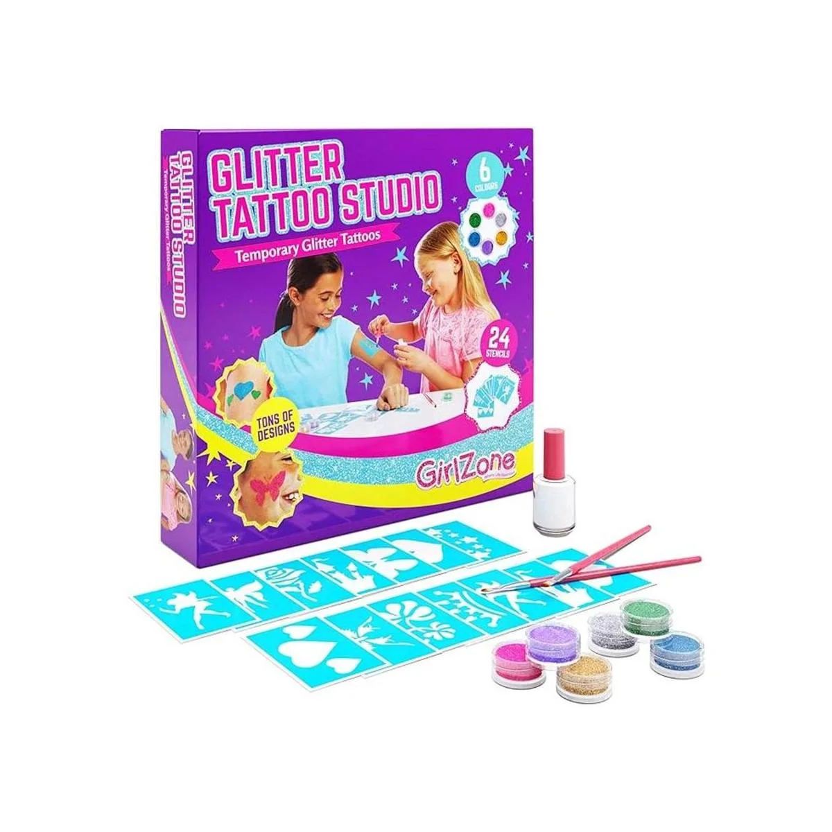 GirlZone Tatuajes temporales brillantes fáciles de usar_1