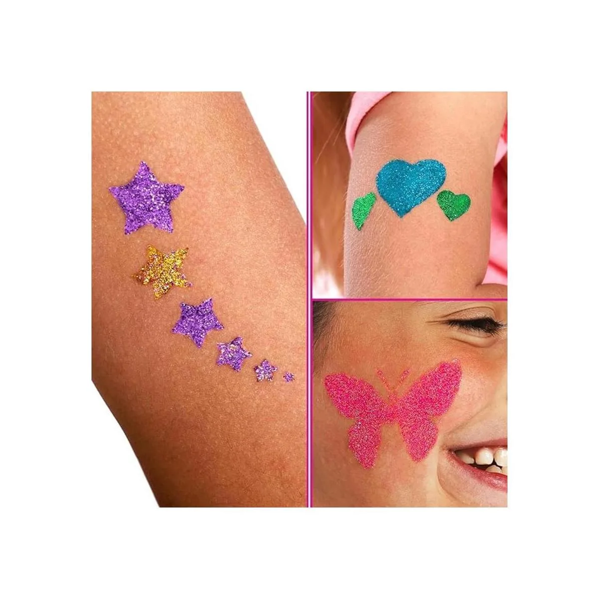 GirlZone Tatuajes temporales brillantes fáciles de usar_6