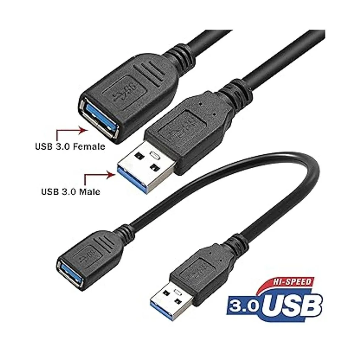 SaiTech IT Paquete de 4 cables de extensión USB 3.0 de_3