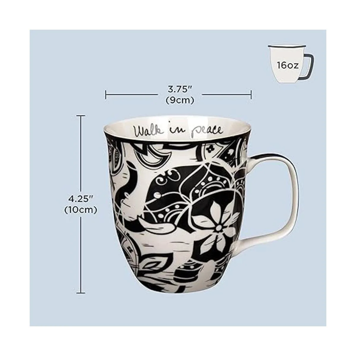 Karma Gifts Taza BOHO en blanco y negro 16 onzas abeja_6