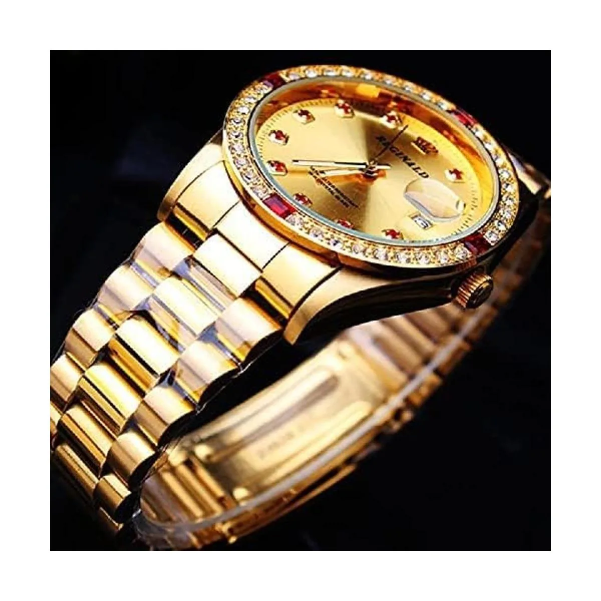 Relojes unisex de lujo con diamantes de oro calendario de_6