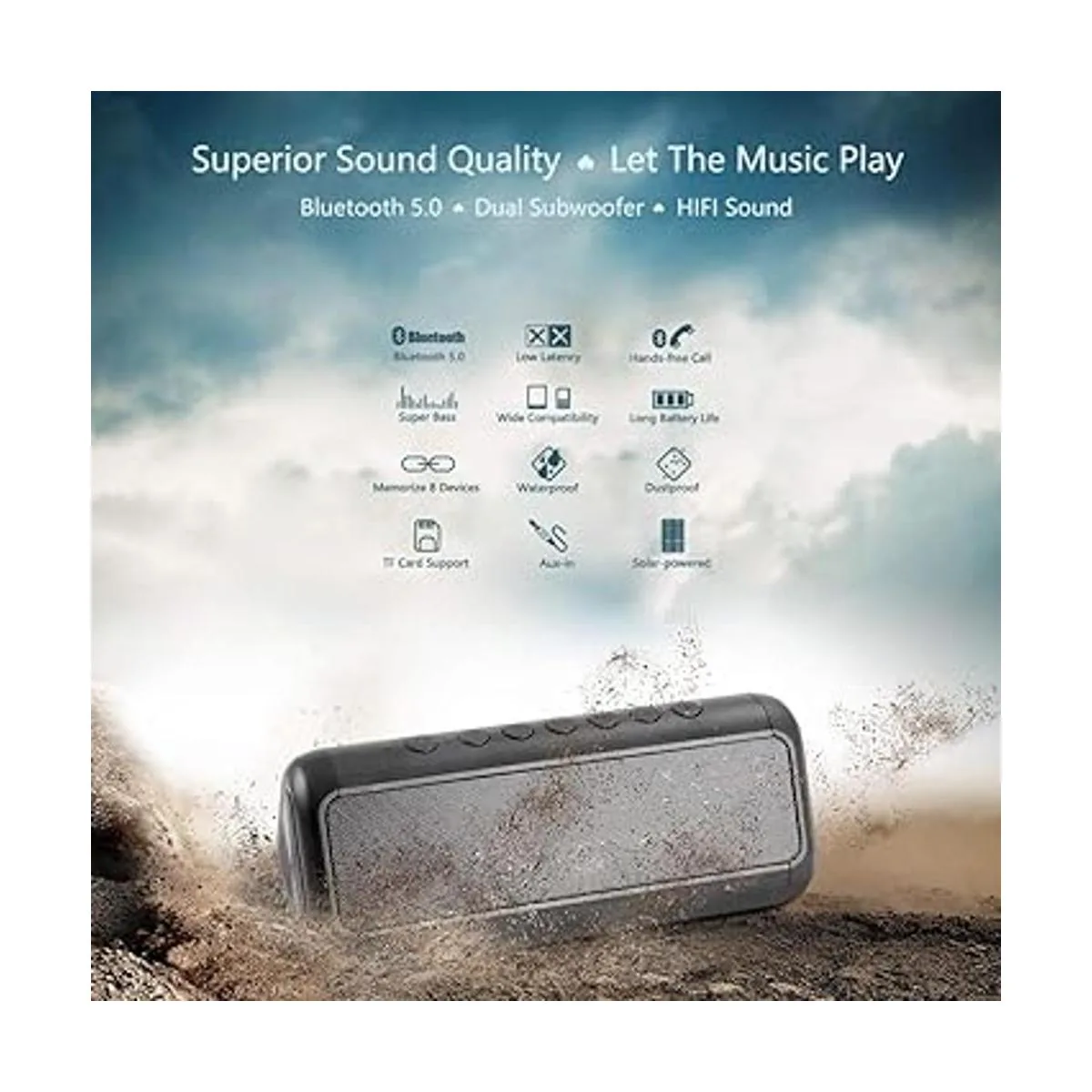 Friengood Altavoz solar Bluetooth de 12 W altavoz_5