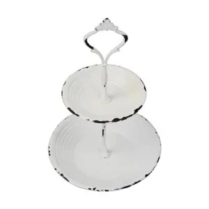 Stonebriar Bandeja pequeña de metal blanco desgastado de_4