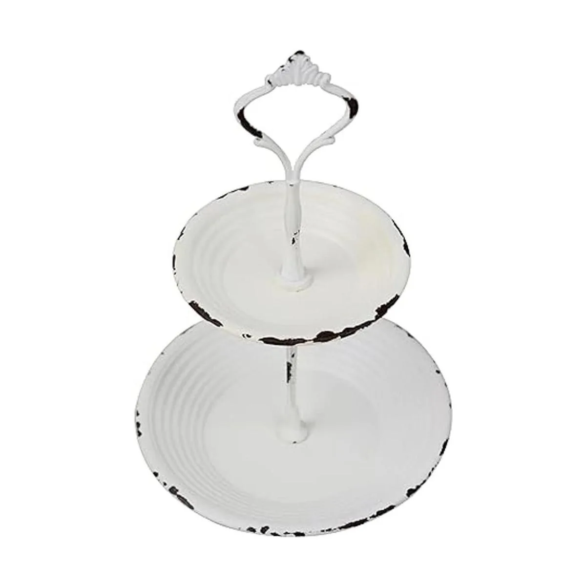 Stonebriar Bandeja pequeña de metal blanco desgastado de_4