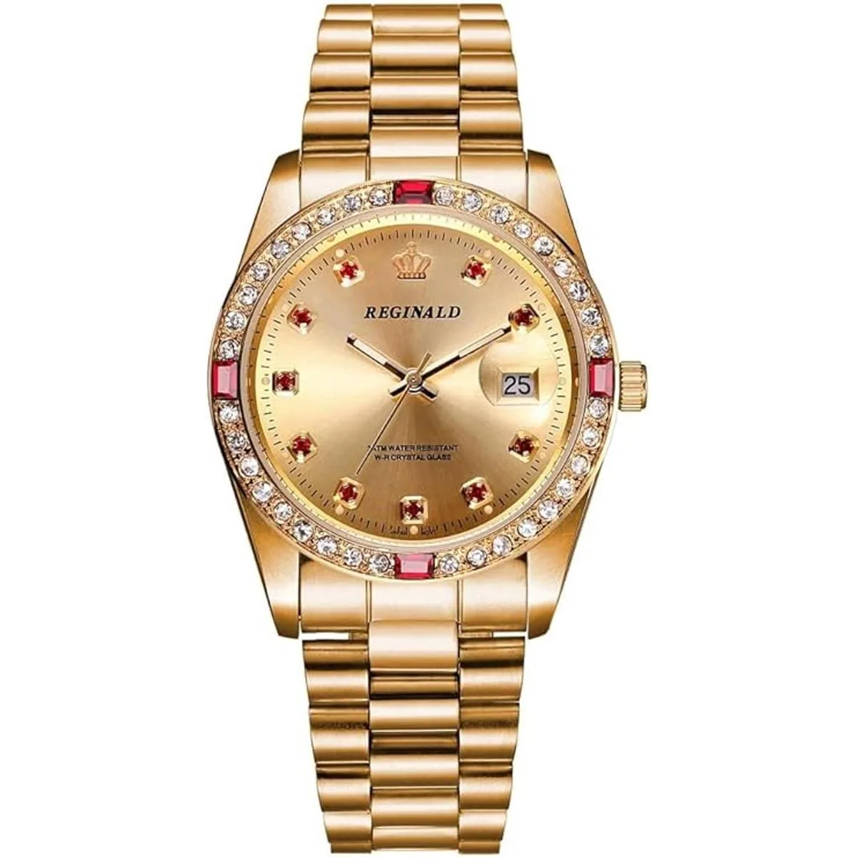 Relojes unisex de lujo con diamantes de oro calendario de_1