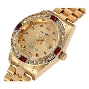 Relojes unisex de lujo con diamantes de oro calendario de_3