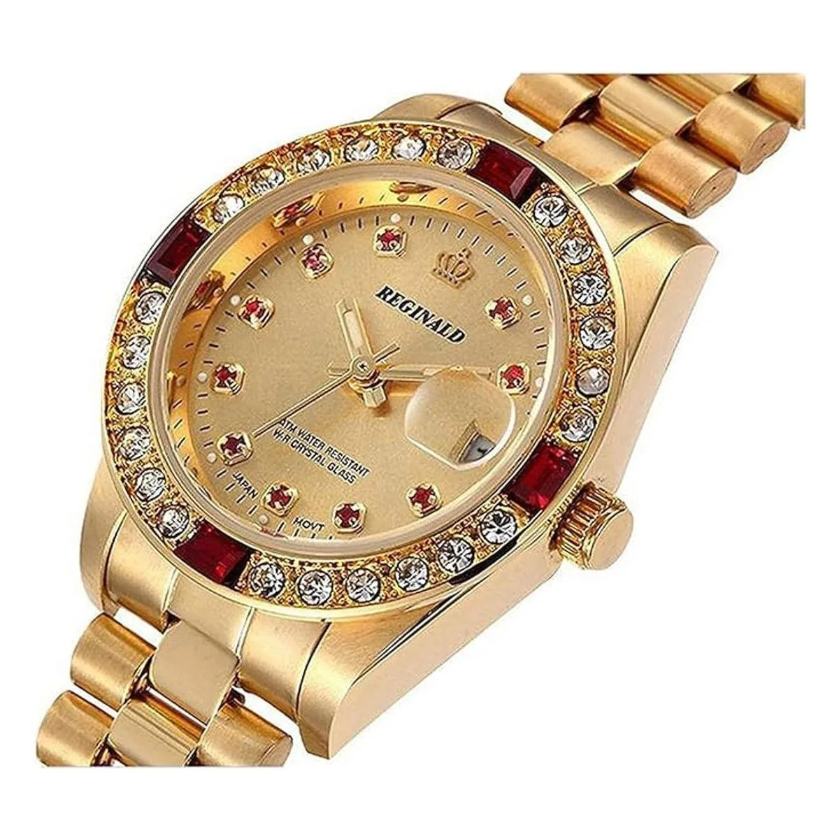 Relojes unisex de lujo con diamantes de oro calendario de_3