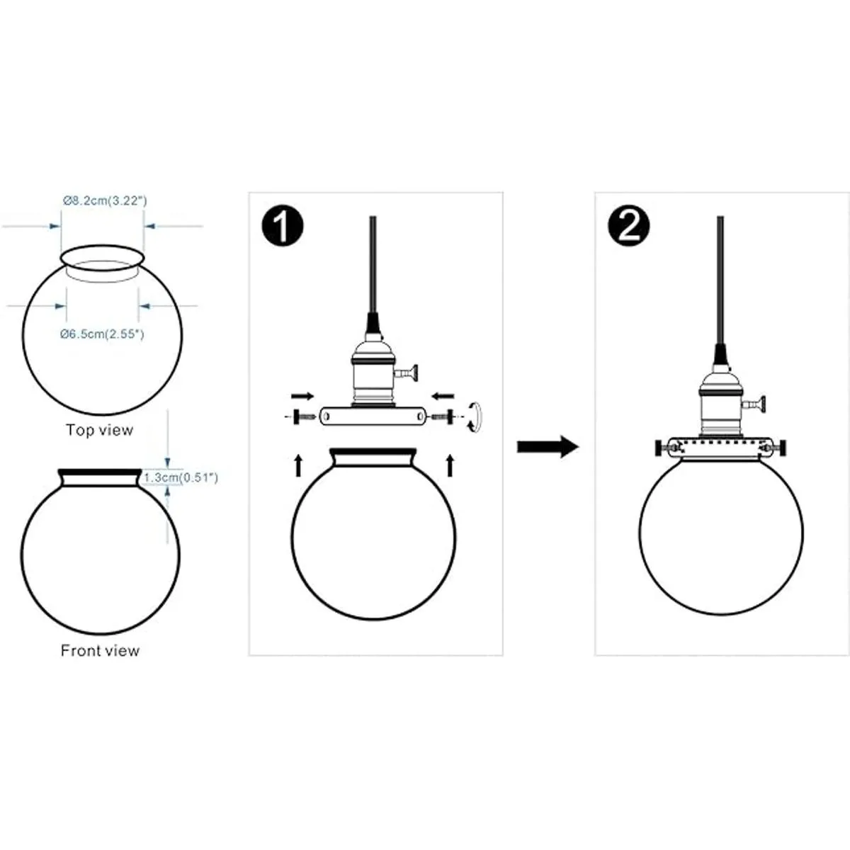 Permo Lámpara de iluminación de repuesto de globo redondo_4