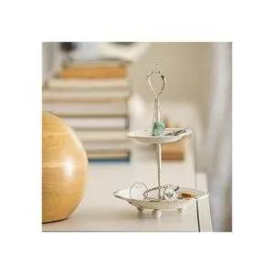 Stonebriar Bandeja pequeña de metal blanco desgastado de_6