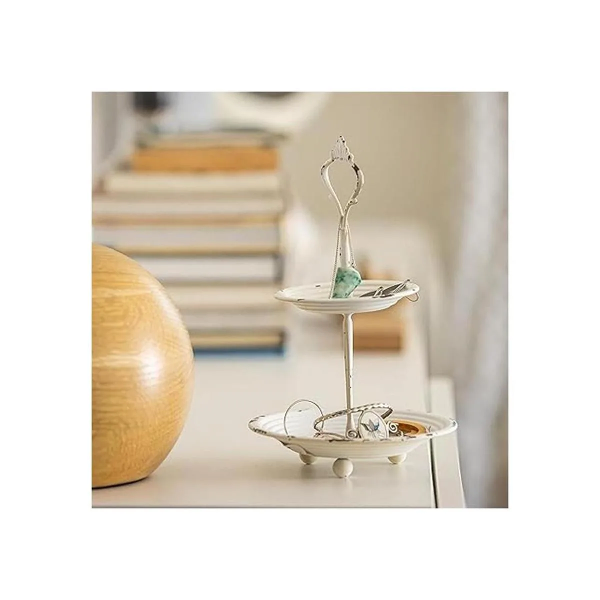 Stonebriar Bandeja pequeña de metal blanco desgastado de_6