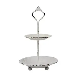 Stonebriar Bandeja pequeña de metal blanco desgastado de_1