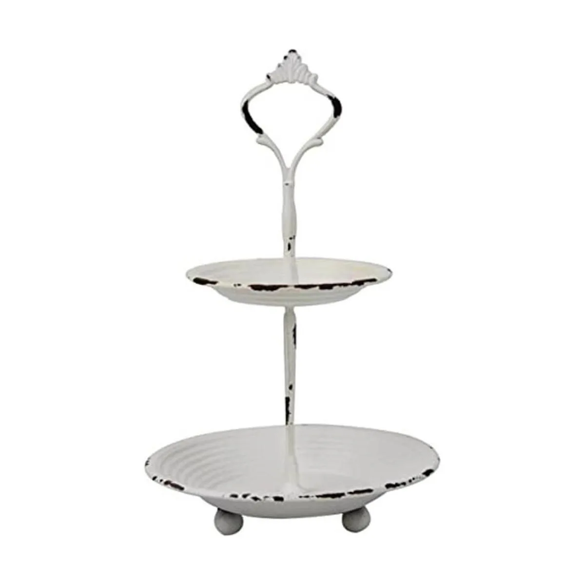 Stonebriar Bandeja pequeña de metal blanco desgastado de_1