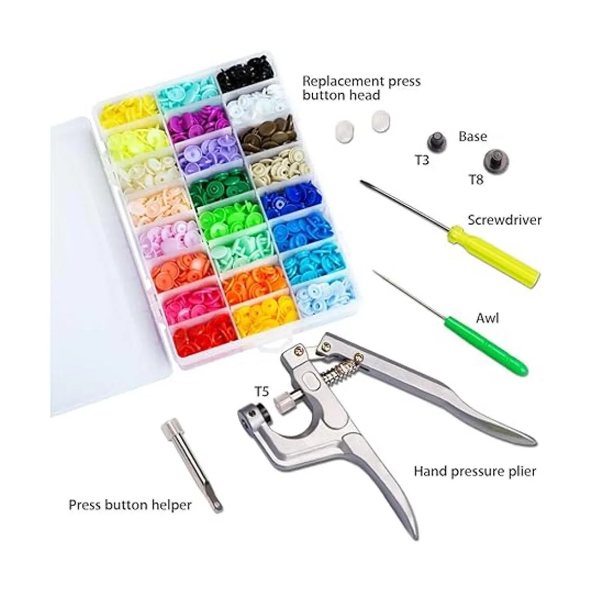 LYNDA Juego de alicates a presión 360 juegos de botones_2