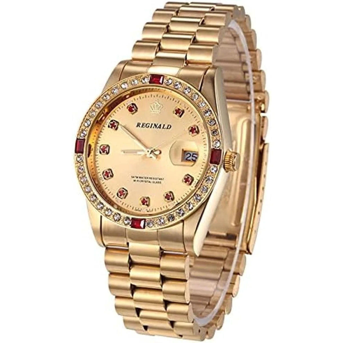 Relojes unisex de lujo con diamantes de oro calendario de_2