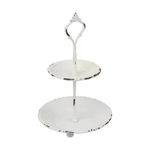 Stonebriar Bandeja pequeña de metal blanco desgastado de_3