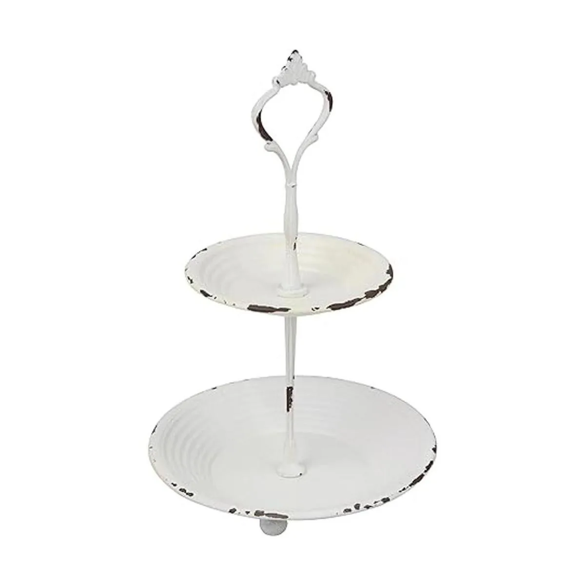 Stonebriar Bandeja pequeña de metal blanco desgastado de_3