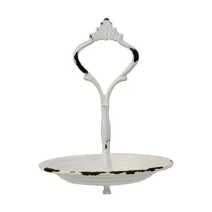 Stonebriar Bandeja pequeña de metal blanco desgastado de_5