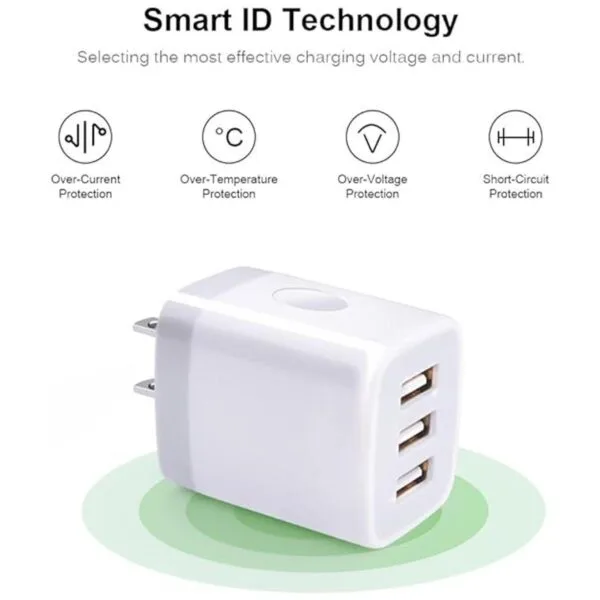 Cargador de pared USB cargador rápido de 3 puertos Sicodo_2