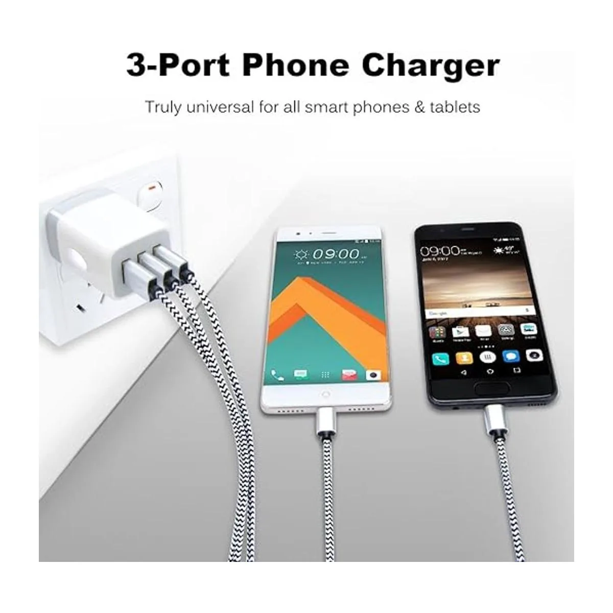 Cargador de pared USB cargador rápido de 3 puertos Sicodo_4