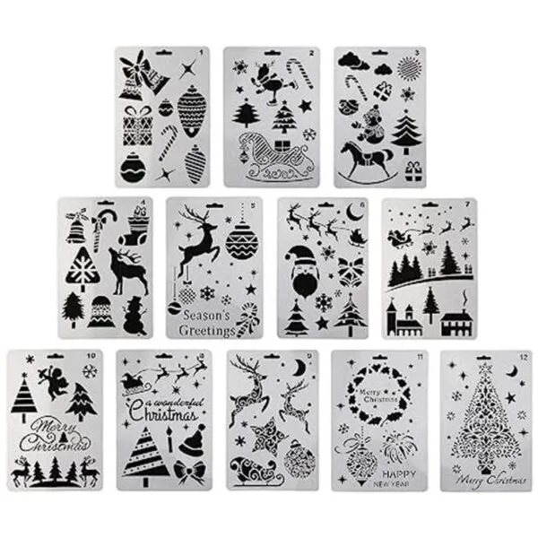 Apol 12 plantillas de plástico para pintura de Papá Noel_1